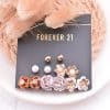 6 Pairs Of One Card Simple Flower Small Earrings Set Pearl Shell Female Earrings Diamond Jewelry Jewelry