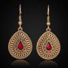 Drop-shaped alloy earrings with gemstones