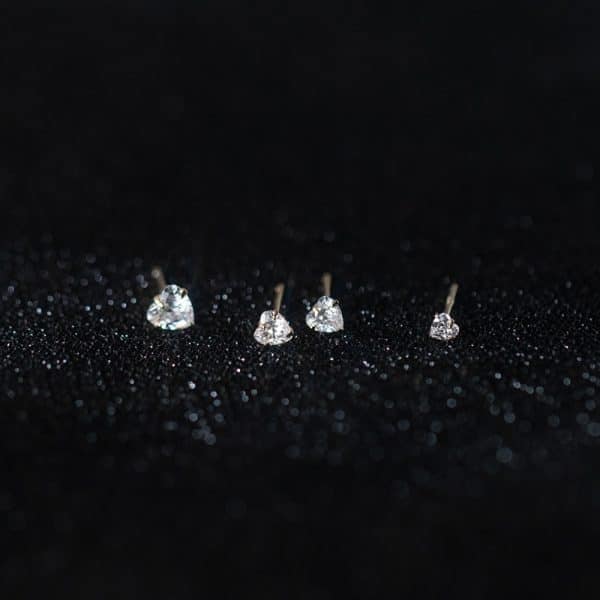White Diamond Set Small Love Earrings