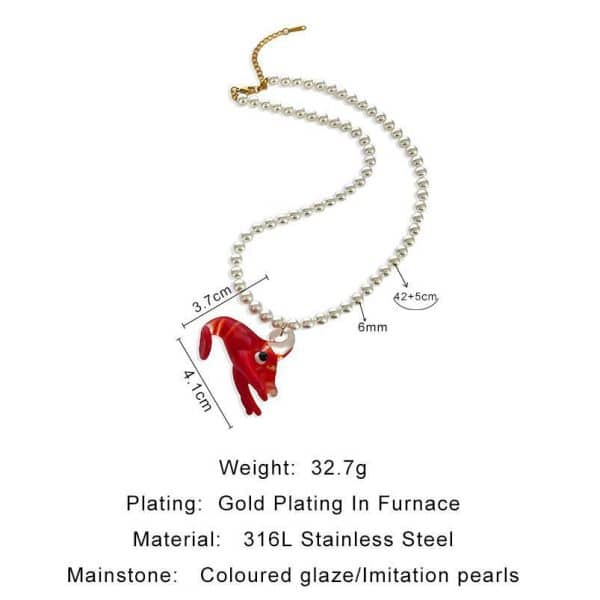 Colored Glaze Beaded Stainless Steel Dopamine Color Indie Necklace