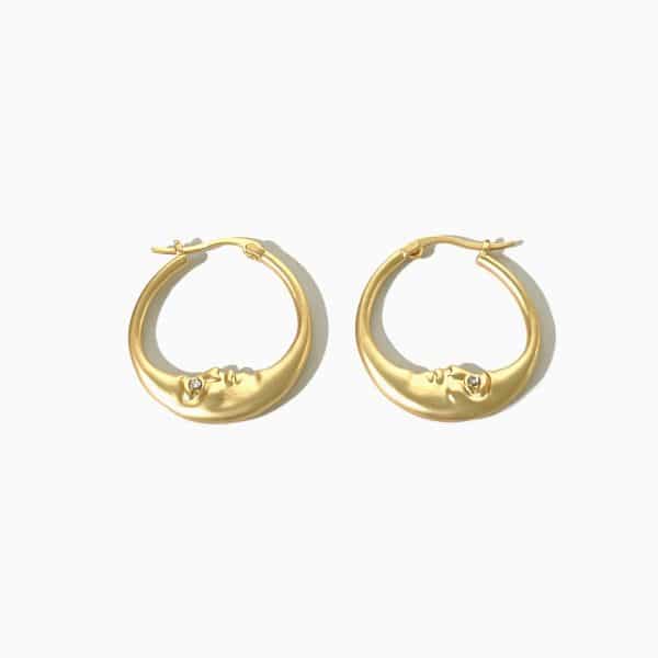 Cool Moon Rhinestone-encrusted Personalized Earrings Simple Moon Circle