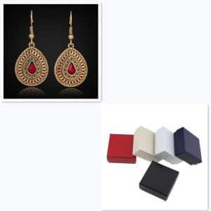 Drop-shaped alloy earrings with gemstones