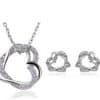 Yiwu Fashion Jewelry Factory Jewelry Customized Double Diamond Heart Necklace Earring Set