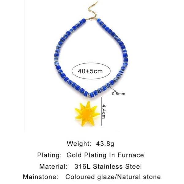 Colored Glaze Beaded Stainless Steel Dopamine Color Indie Necklace