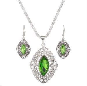 Zinc-alloy geometric crystal wedding bridal jewelry set