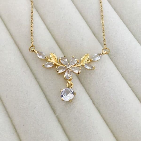 Wheat Laurel Goddess Zircon Clavicle Chain Necklace Female Fashion