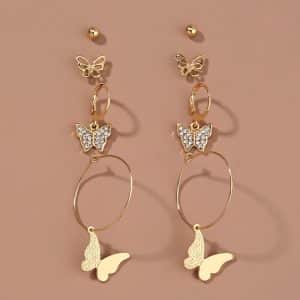 Diamond-studded Temperament Exquisite Butterfly Set Earrings