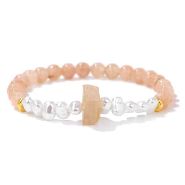 Women's Natural Imitation Sunstone Amethyst Bead Bracelet