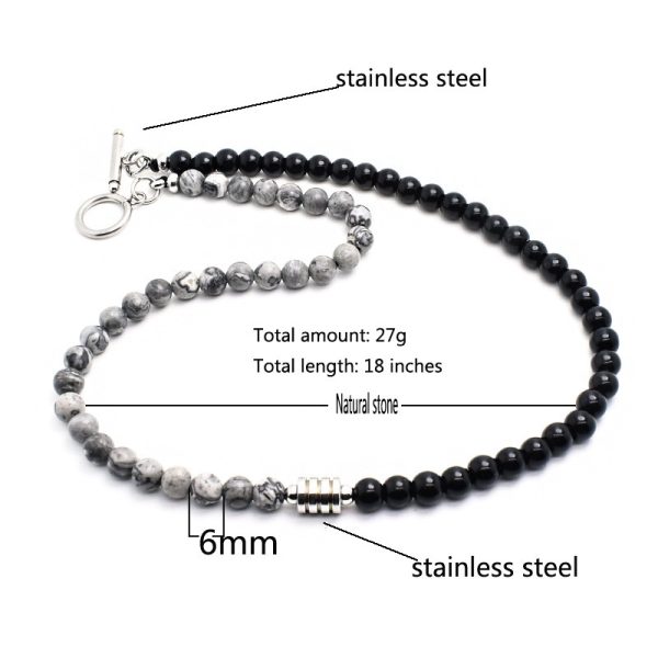 Stainless steel natural stone necklace