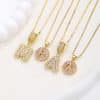 26 Letter Pendant Necklace Copper Inlaid Zirconium Plated Real Gold
