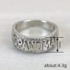 Three-row Combination Geometric Round Four-claw Inlaid Ring