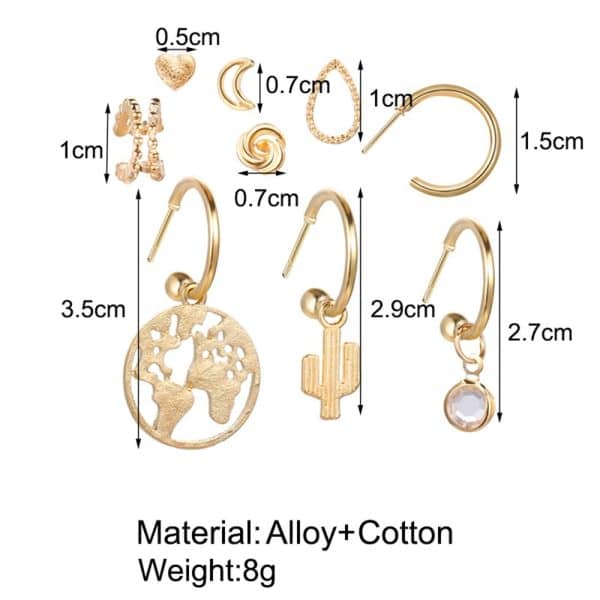 Lady Map Cactus Love Ear Studs Set
