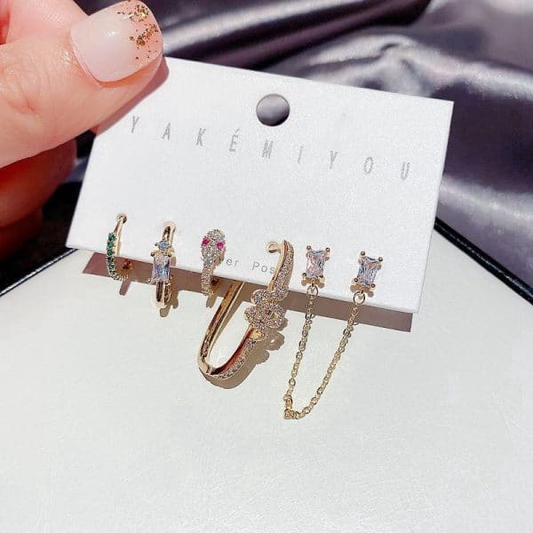 6-piece set of high-end light luxury earrings