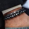 Frosted Stone Volcanic Stone Combination Beaded Men's Bracelet