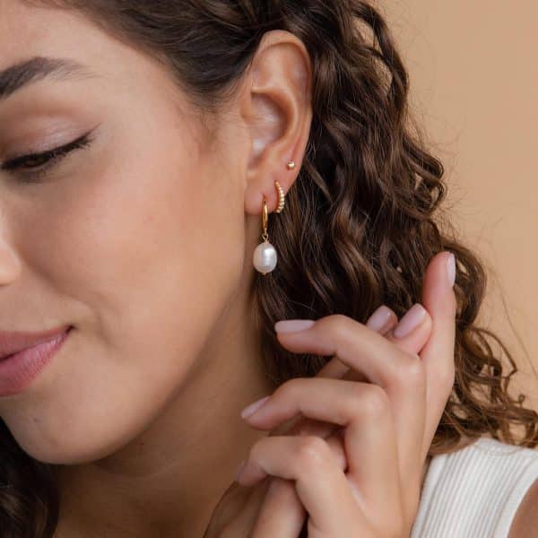 Brass Plating Pearl Fashion Earrings Three-piece Set
