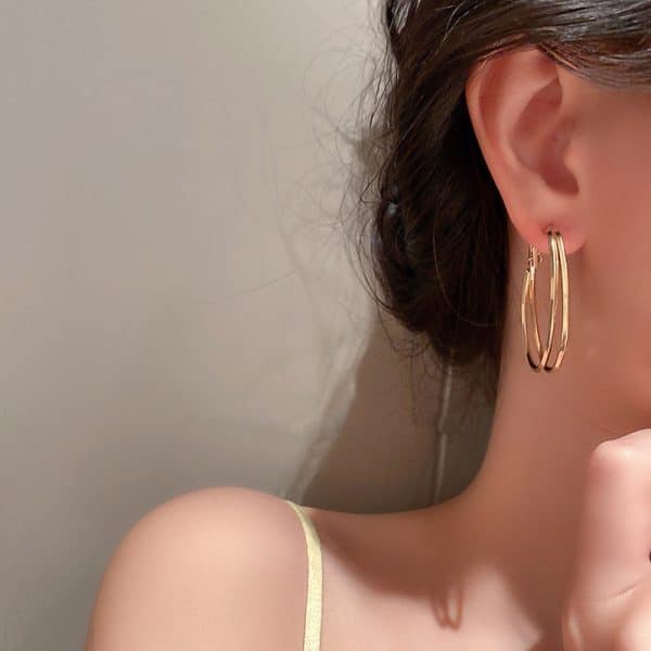 925 Silver Needle Geometric Circle Earrings Retro Temperament Earrings