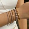 Stainless Steel Fashionable Rugby Bead Necklace Bracelet Gold