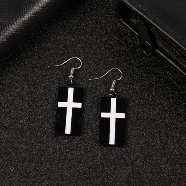 Anime Metal Rectangle Cross Drop Earrings Stud Earrings