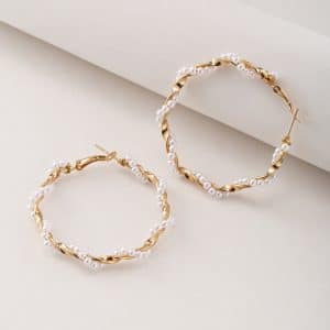 European And American Cross-border New Twining Pearl Big Circle Earrings
