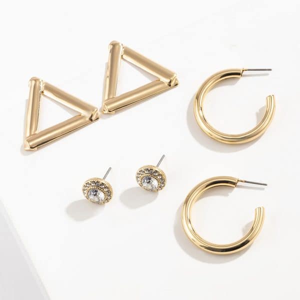 Mix And Match Simple Geometric C-shaped Half Hoop Earrings Set