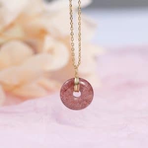 S925 Sterling Silver Strawberry Quartz Necklace Special-interest Design Peace Buckle
