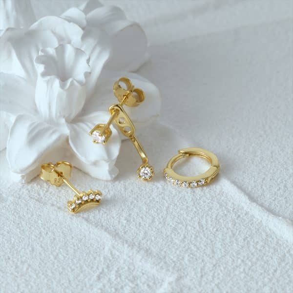 Temperament Matching Zircon Three-piece Set 925 Silver Earrings