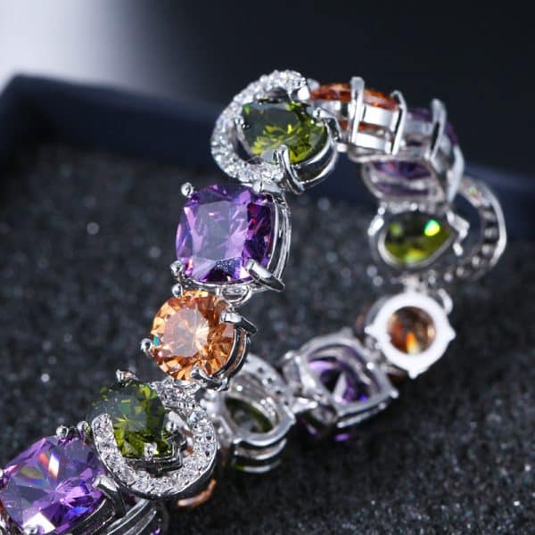 European And American Fashion Bracelet Colorful Crystals White Gold Plated Accessories