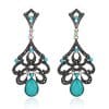 Vintage diamond cutout water drop opal earrings