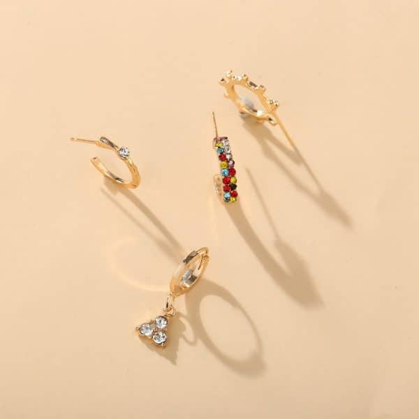 Zircon Triangle Stud Earring Set 4 Piece Set