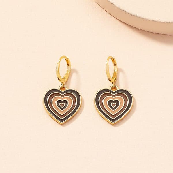 Alloy Drop Oil Love Earrings Female Retro Personality