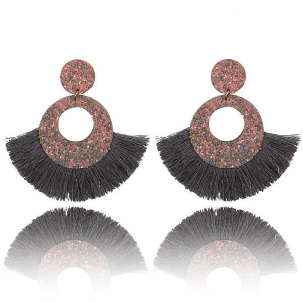 Bosnian Style Cotton Tassel Drop Earrings