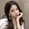 Drop glaze wave metal ring long earrings