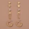 Classic Earring Set Combination Heart Shaped Round Stud Earrings Brooch Diamond Earrings