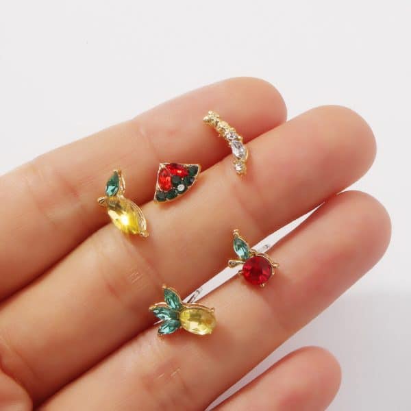 Fruit Earrings Set Small  Ins Sweet Girl Heart Earrings
