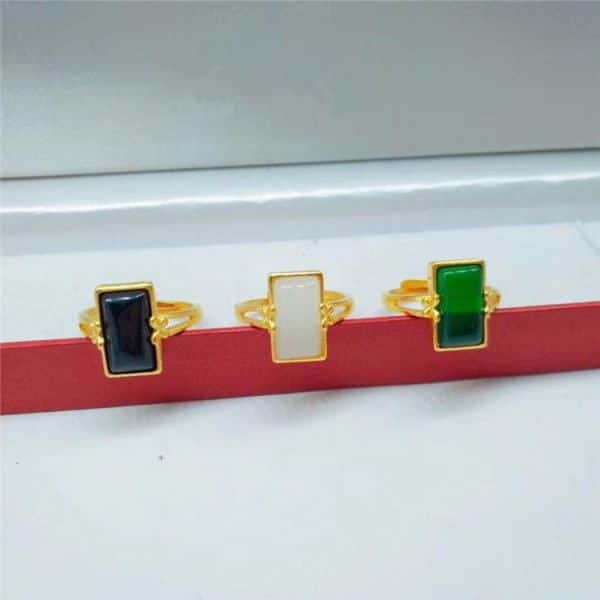 Brass Gold-plated Long Gem Electroplated Live Ring