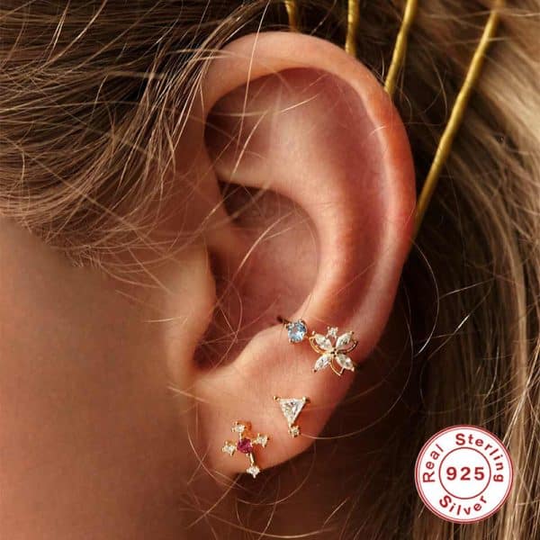 S925 Sterling Silver Fashion Personality Stud Earrings Set