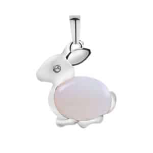 Crystal Jewelry Rabbit Natural Stone Pendant Necklace