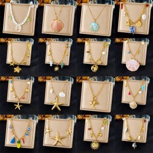 Shell Starfish Sun Stainless Steel Necklace