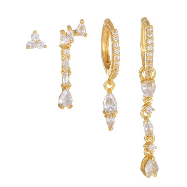 Women's Fashion Geometric Zirconia Earring Set