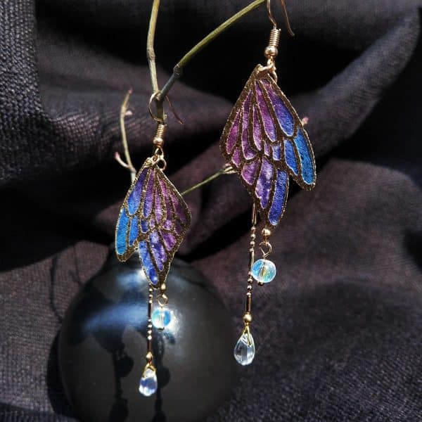 Butterfly Tassel Colored Glaze Water Drop Earrings