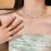Square Color Fine Clavicle Chain Necklace Light Luxury