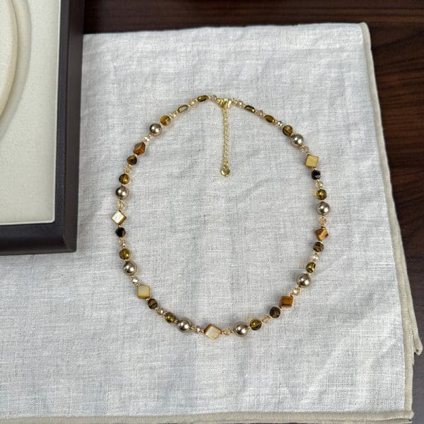 Natural Stone Necklace Women's Brown Pearl Necklace Accessories
