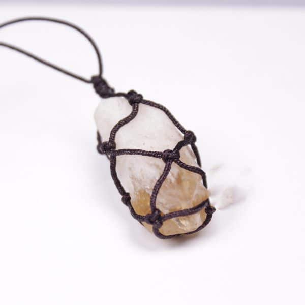 Original Stone Crystal Teeth Hand Woven Net Pendant Jewelry Necklace