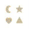 Flower Diamond-encrusted Overlay Wear Stacked Earrings Set Studs Ear Clips