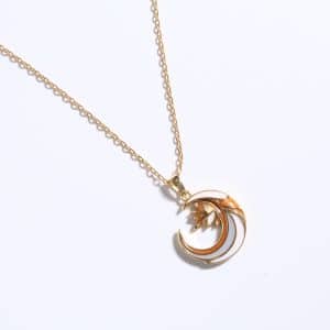 Handmade Enamel Crescent Necklace Original Clavicle