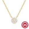 New S925 Sterling Silver Seven Diamond Flower Necklace For Women