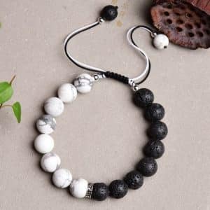 White Turquoise Volcanic Rock Couple Bracelet