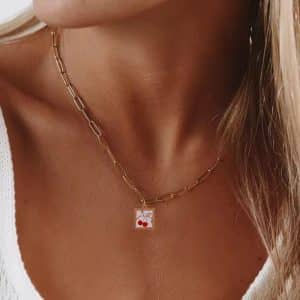 Fruit Plant Jade Necklace Pendant Gold Plated Color Retention 18K