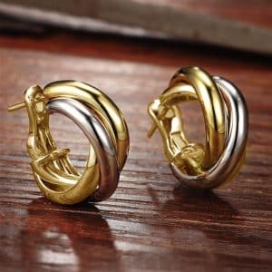 925 Silver Mosquito Coil Circle Retro Hong Kong Style Two-color Earrings