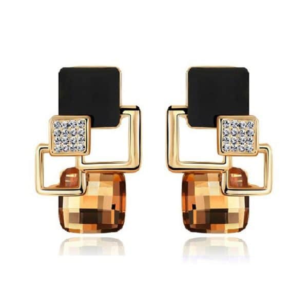 Classic crystal geometric square jewelry set